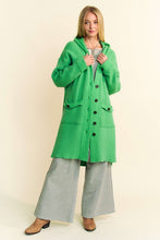 Load image into Gallery viewer, Davi &amp; Dani Side Slit Button Up Hooded Cardigan
