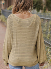 Load image into Gallery viewer, Eyelet Boat Neck Long Sleeve Knit Top
