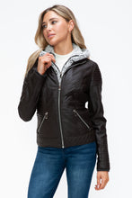 Load image into Gallery viewer, YMI Faux Layered Double-Zipper Jacket with Fuzzy Hood
