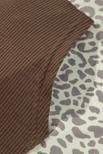Load image into Gallery viewer, Leopard Ribbed Patchwork Drawstring Hoodie

