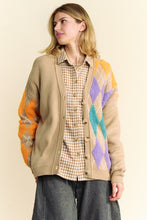 Load image into Gallery viewer, Davi &amp; Dani Argyle V-Neck Dropped Shoulder Cardigan
