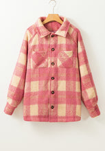 Load image into Gallery viewer, Slit Plaid Collared Neck Shacket
