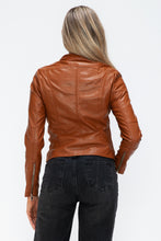 Load image into Gallery viewer, Snobbish Faux Leather Zip Up Drawstring Hooded Jacket
