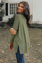 Load image into Gallery viewer, Side Slit High-Low Cowl Neck Long Sleeve Blouse
