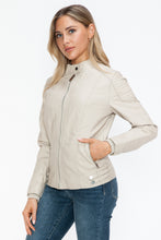 Load image into Gallery viewer, Snobbish Faux Leather Biker Jacket with Side Zip Pockets
