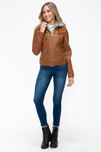 Load image into Gallery viewer, YMI Faux Layered Double-Zipper Jacket with Fuzzy Hood
