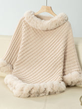 Load image into Gallery viewer, Fuzzy Trim Texture Three-Quarter Sleeve Poncho
