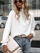 Load image into Gallery viewer, Smocked Frill Mock Neck Long Sleeve Blouse
