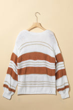 Load image into Gallery viewer, Striped Round Neck Dropped Shoulder Sweater
