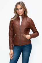 Load image into Gallery viewer, YMI Faux Layered Double-Zipper Jacket with Fuzzy Hood
