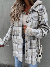 Load image into Gallery viewer, Plaid Button Up Jacket with Removable Hood
