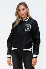 Load image into Gallery viewer, Love Me Now PU Leather Contrast Snap Down Bomber Jacket
