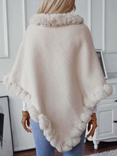 Load image into Gallery viewer, Fuzzy Trim Texture Three-Quarter Sleeve Poncho
