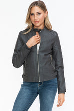Load image into Gallery viewer, Snobbish PU Leather Biker Jacket with Side Zip Pockets
