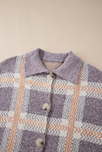 Load image into Gallery viewer, Plaid Button Up Collared Neck Cardigan
