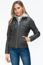 Load image into Gallery viewer, YMI Removable Faux Layered Multi-Pocket Jacket with Fuzzy Hood
