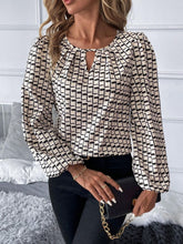 Load image into Gallery viewer, Cutout Printed Long Sleeve Blouse
