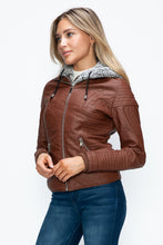 Load image into Gallery viewer, YMI Faux Layered Double-Zipper Jacket with Fuzzy Hood
