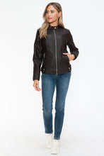 Load image into Gallery viewer, Snobbish Faux Leather Biker Jacket with Side Zip Pockets
