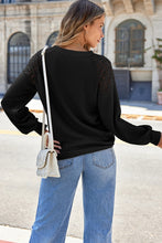 Load image into Gallery viewer, Lace Detail Round Neck Lantern Sleeve Top
