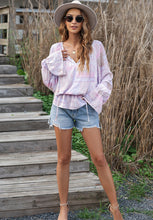 Load image into Gallery viewer, Printed Tie Neck Flounce Sleeve Blouse
