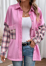 Load image into Gallery viewer, Plaid Button Up Shacket with Chest Pockets
