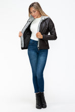 Load image into Gallery viewer, YMI Faux Layered Double-Zipper Jacket with Fuzzy Hood
