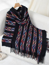Load image into Gallery viewer, Fringe Contrast Hooded Poncho
