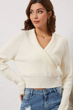 Load image into Gallery viewer, Ribbed Surplice Long Sleeve Sweater
