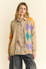 Load image into Gallery viewer, Davi &amp; Dani Argyle V-Neck Dropped Shoulder Cardigan
