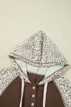 Load image into Gallery viewer, Leopard Ribbed Patchwork Drawstring Hoodie
