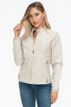 Load image into Gallery viewer, Snobbish Faux Leather Biker Jacket with Side Zip Pockets
