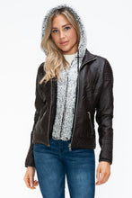Load image into Gallery viewer, YMI Faux Layered Double-Zipper Jacket with Fuzzy Hood
