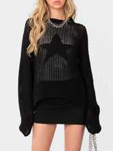 Load image into Gallery viewer, Star Round Neck Long Sleeve Knit Top
