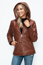 Load image into Gallery viewer, How Dare U Pocketed Zip Up Puffer Jacket with Removable Hood

