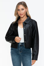 Load image into Gallery viewer, Snobbish Snap Down Long Sleeve PU Leather Jacket
