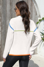 Load image into Gallery viewer, Contrast Half Zip Drop Shoulder Sweater
