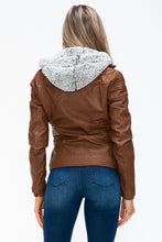 Load image into Gallery viewer, YMI Faux Layered Double-Zipper Jacket with Fuzzy Hood
