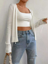 Load image into Gallery viewer, Tied Openwork V-Neck Long Sleeve Cardigan
