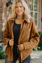 Load image into Gallery viewer, Collared Neck Long Sleeve Fleece Shacket
