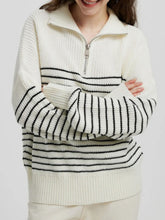 Load image into Gallery viewer, Striped Half Zip Long Sleeve Sweater
