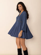 Load image into Gallery viewer, Cutout Johnny Collar Long Sleeve Mini Dress
