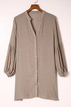 Load image into Gallery viewer, Notched Button Up Balloon Sleeve Longline Top
