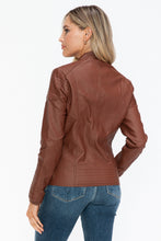 Load image into Gallery viewer, Snobbish Faux Leather Biker Jacket with Side Zip Pockets
