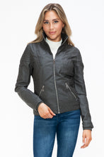 Load image into Gallery viewer, YMI Faux Layered Double-Zipper Jacket with Fuzzy Hood
