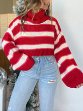 Load image into Gallery viewer, Striped Turtleneck Long Sleeve Cropped Sweater
