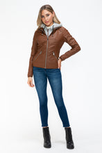 Load image into Gallery viewer, YMI Faux Layered Double-Zipper Jacket with Fuzzy Hood

