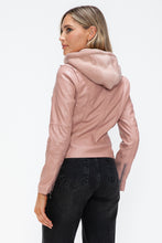 Load image into Gallery viewer, Snobbish Faux Leather Zip Up Drawstring Hooded Jacket
