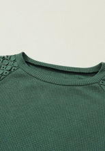 Load image into Gallery viewer, Lace Detail Round Neck Lantern Sleeve Top
