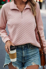 Load image into Gallery viewer, Textured Quarter Zip Long Sleeve Sweatshirt
